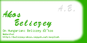 akos beliczey business card